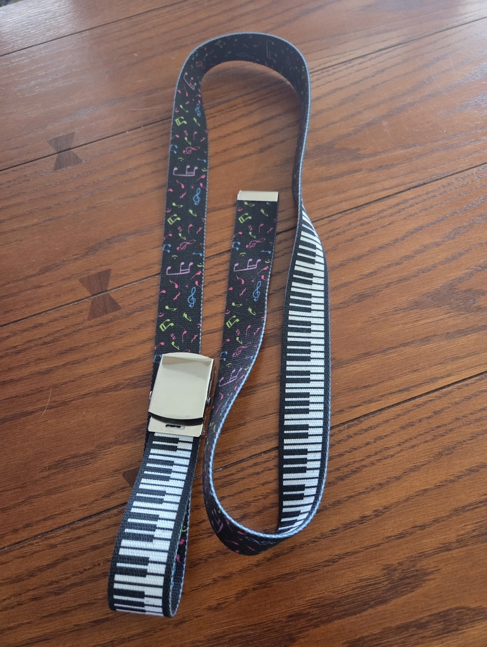 ADULT Black Musical Piano Keyboard Belt with Colorful Notes XL
